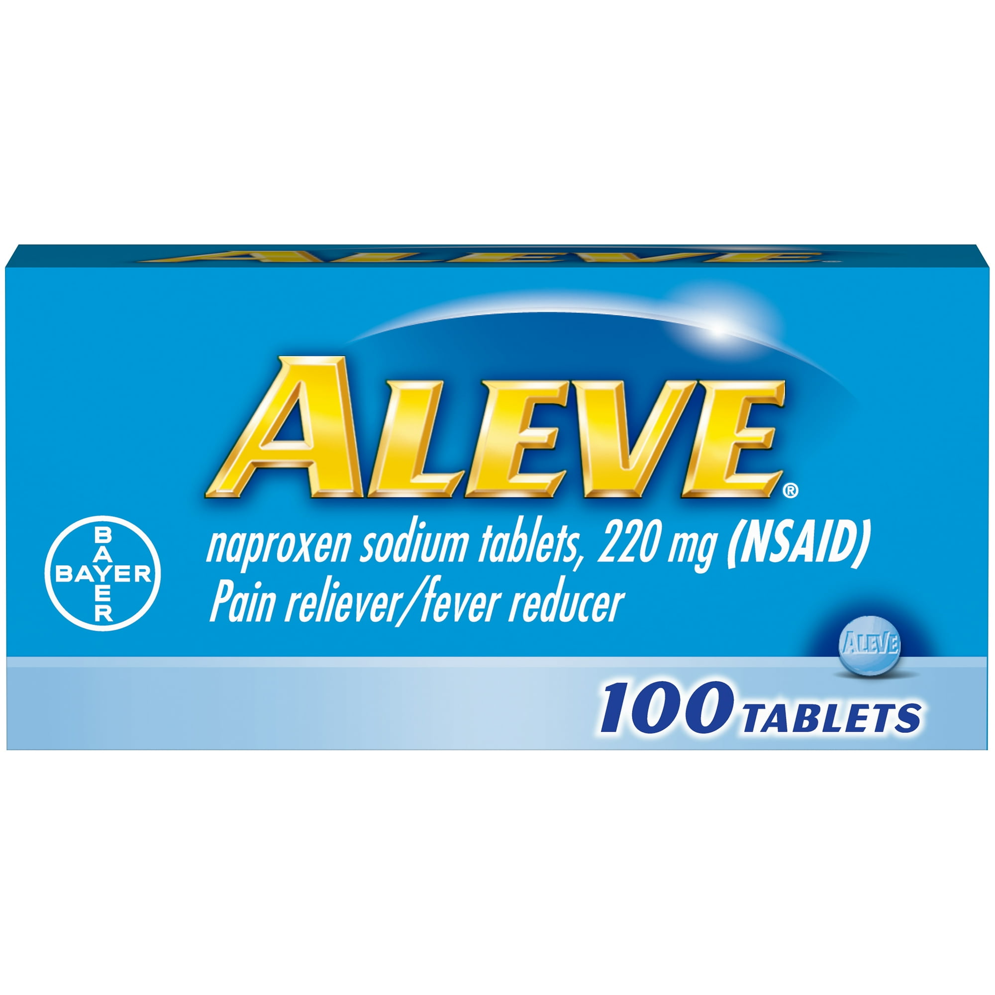 Aleve Pain Reliever/Fever Reducer Naproxen Sodium Tablets, 220 mg, 100 ct