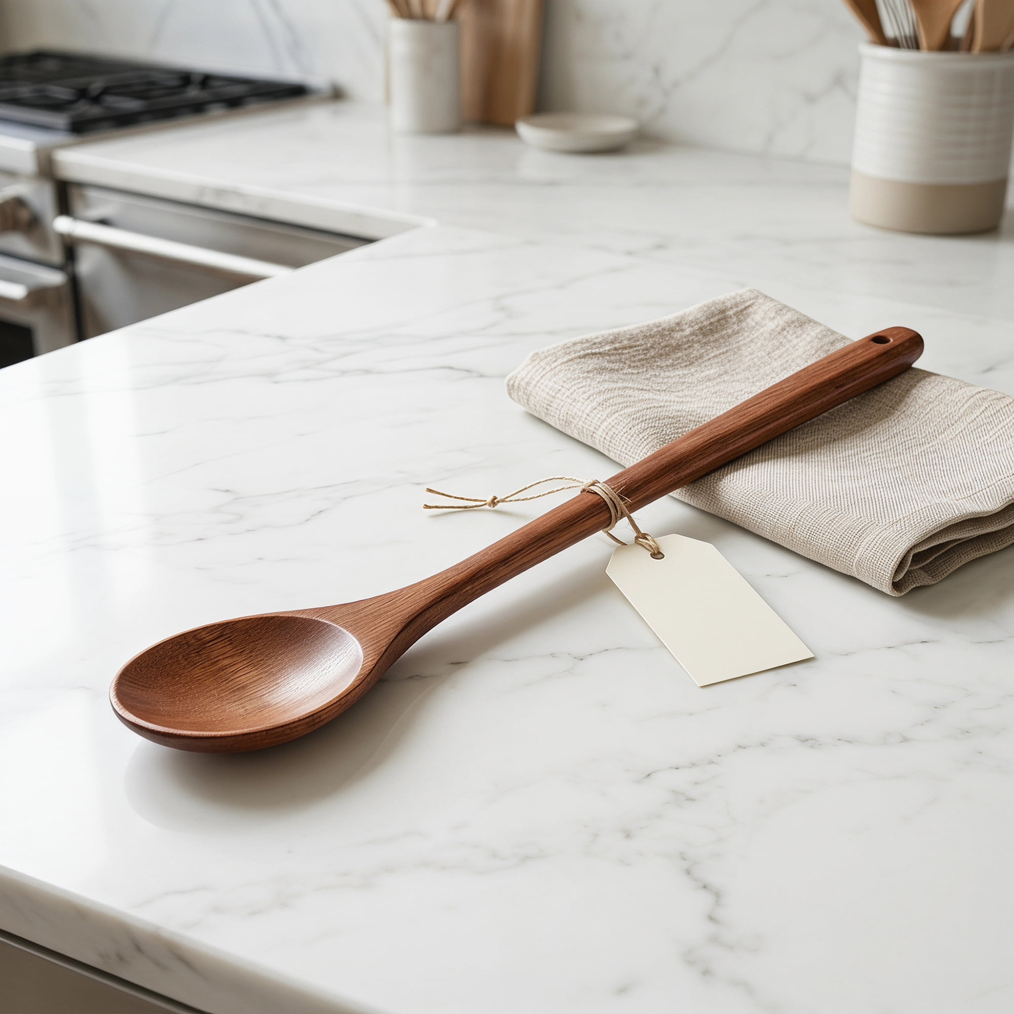Unique Bargains Non Stick Pans Heat Resistant Handle Wood Spoon Dark Brown B 13" x 2"