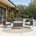 thumbnail image 2 of SAFAVIEH Abdul Outdoor Patio 4 Pc Conversation Set, Grey Brown/White, 2 of 13