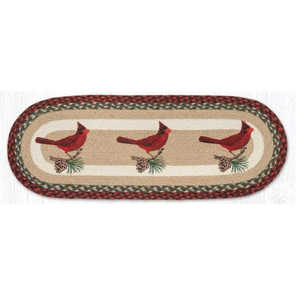 Earth Rug 68-417CP 13 x 36 in. Cardinal Pinecone Braided Oval Table Runner, Burgundy & Mustard
