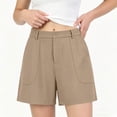 thumbnail image 3 of Zynoxe Womens Shorts with Pockets Relaxed Loose Fit Mid-Thigh Wide Leg Shorts Comfort Strech High Waisted Ladies Casual Shorts Fashion Solid Color Button Closure Summer Shorts for Women S, 3 of 8