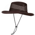 thumbnail image 2 of Fewfanhot Men & Women Breathable Mesh Western Hat with Braided Leather Band, Wide Brim Sun Protection Adjustable Chin Strap, Lightweight Summer Hat for Beach, Gardening, Outdoor Activities, 2 of 8