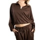 thumbnail image 2 of Jess por Meiko Conjuntos de Ropa para Mujeres, Sudadera de Manga Larga con Media Cremallera y Conjunto de Pantalones Cargo L Marrón, 2 of 6