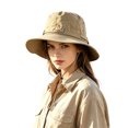 thumbnail image 5 of Unisex Fedora Wide Brim Hat Classic Beach Style Outdoor Sun Lightweight Travel Headwear For All Seasons, A-Khaki, 5 of 5