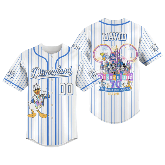 Disneyland 70th Anniversary Baseball Jersey, Donald Duck Disney Shirt, Disneyland Fan Apparel, Disney Team Jerseys, Family Vacation Tee