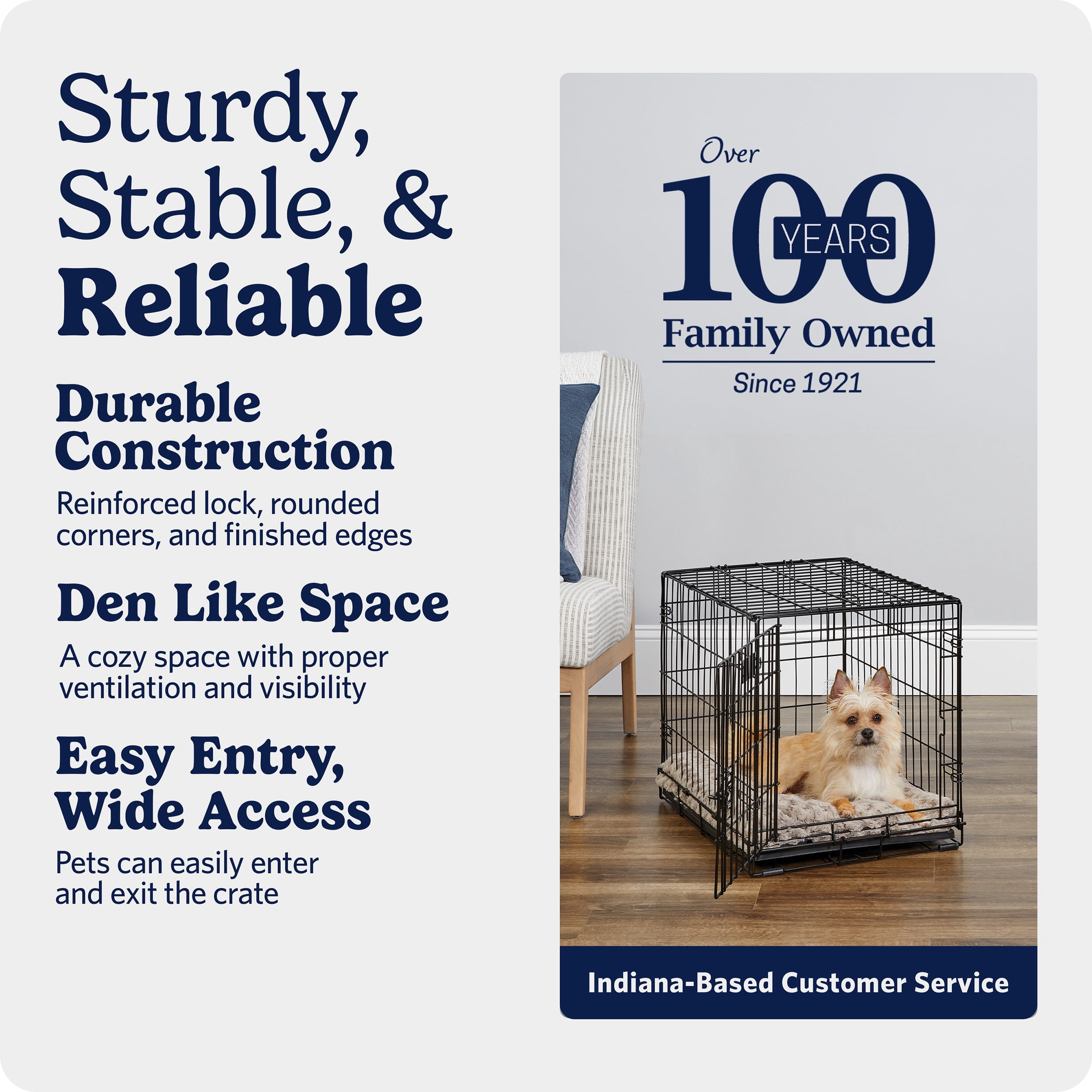 MidWest Homes for Pets iCrate Folding Dog Crate 24-inch with Divider, Leak-Proof Tray & Secure Latches - Portable, Durable Metal Wire Kennel