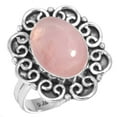 thumbnail image 1 of 925 Sterling Silver Ring For Women - Teens Pink Rose Quartz Gemstone Silver Ring January Birthstone Hand Made Silver Ring Size 11.5 Valentine's Day Gift For Girl Friend Gemstone 925 Silver Jewelry, 1 of 5