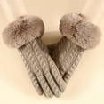 thumbnail image 6 of UTSJKR Faux Fur Full Finger Gloves Winter Knit Gloves Warm Fluffy Mittens Cable Knit Casual Solid Color Glove for Women Khaki, 6 of 6