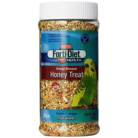 - Kaytee Forti-Diet Pro Health Orange Blossom Honey Parakeet Bird Treats, 10-oz jar