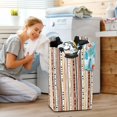 thumbnail image 5 of Yayeee Freestanding Laundry Hamper with Handle Collapsible Large Storage Basket for Clothes, Brown Abstract Dots, 5 of 7