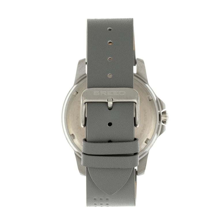 Breed Revolution Leather Band Watch W Date Light Grey Walmart