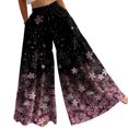 thumbnail image 3 of Floral Tiered Palazzo Pants for Women - High Waist Elastic Wide Leg Trousers, Flowy Boho Beach Bottoms for Women's Summer Vacation & Resort Wear Hot Pink L, 3 of 8
