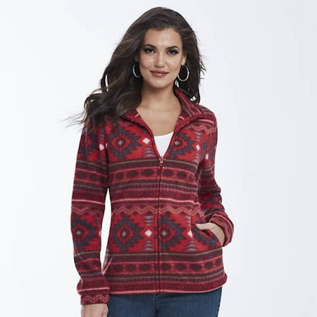 K. Jordan Women's Aztec-Print Fleece Jacket In Red - XL
