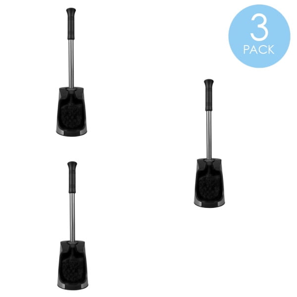 Brushed Stainless Toilet Brush Holder with Comfort Grip Handle with Easy to Store Compact Non