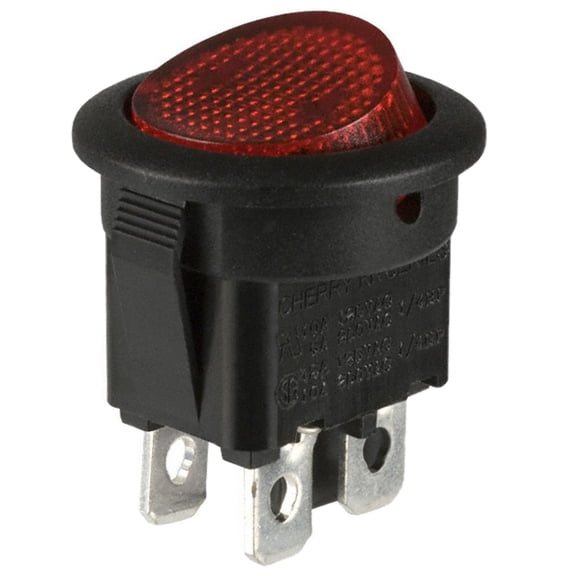 RRA32H3BBRLN Rocker Switch DPST 10A (AC) 125 V Panel Mount, Snap-In :RoHS