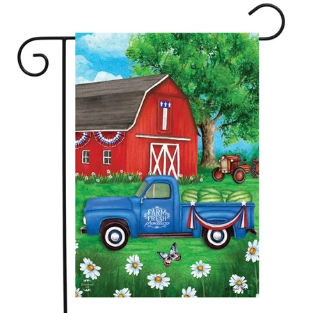 Sunshine Barn Summer Farm Fresh Pickup Flag 12x18 POLE NOT INCLUDED Garden Flag