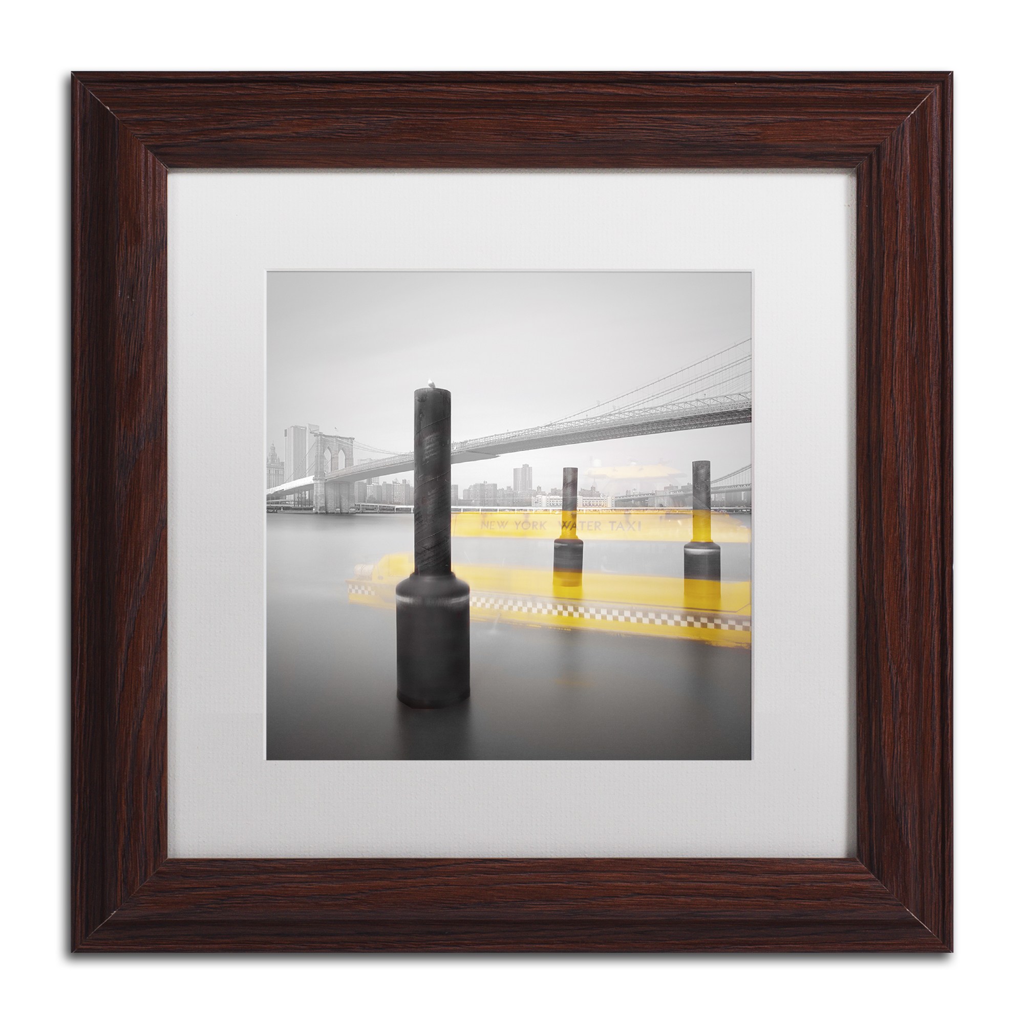 Trademark Fine Art ''New York Water Taxi'' by Moises Levy 16' x 16' White Matted Wood Frame (ALI1054