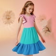 thumbnail image 6 of Ashirexll Teen Summer Dresses, Girls Summer Dress, Summer Dresses for Kids 5-14Y Fashion Color Matching Tiered Ruffle Sleeve Dresses, 6 of 7