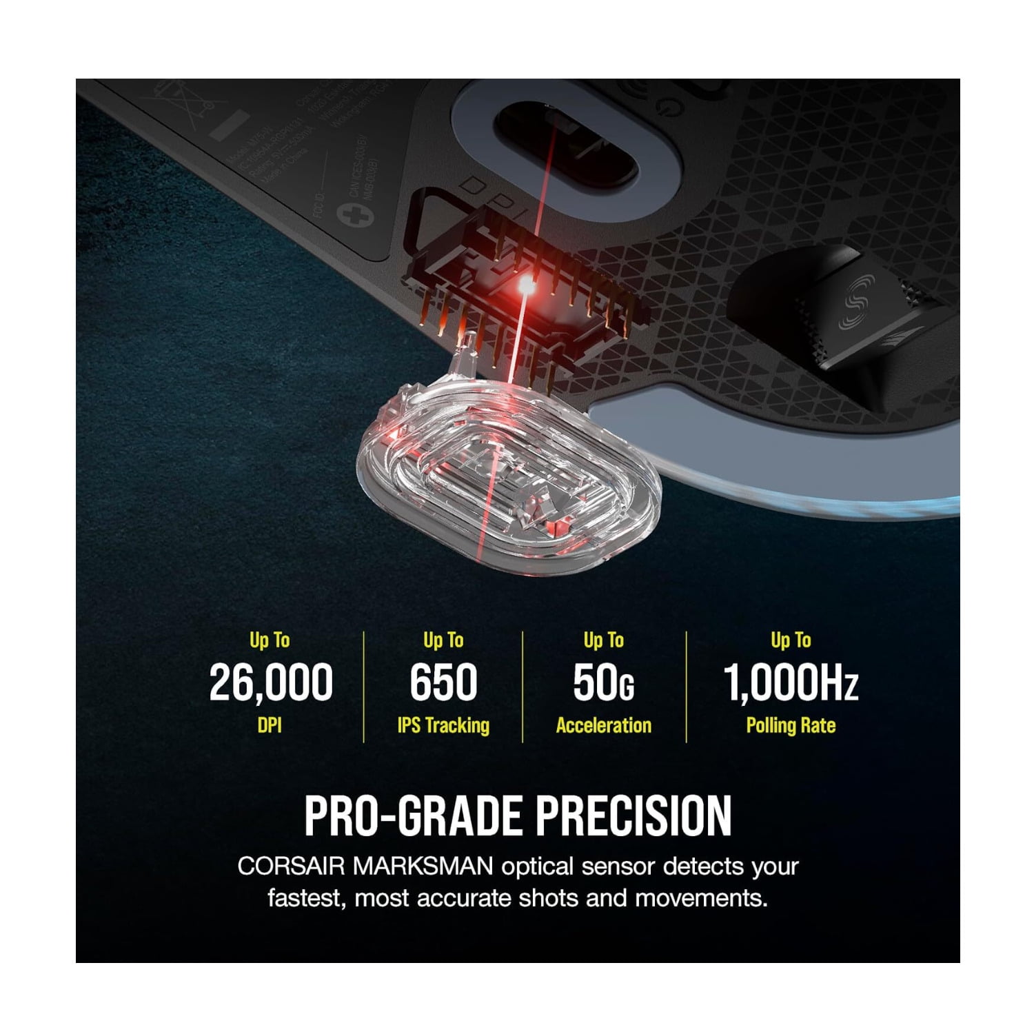 Corsair M75 Wireless RGB Lightweight FPS Gaming Mouse with 26,000 DPI, Swappable Side Buttons and Compatible with iCUE PC (Black)