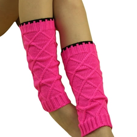 

WANYNG Socks Kid Cuffs Leg Children Warmer Stockings Knit Boot Socks Hotpink