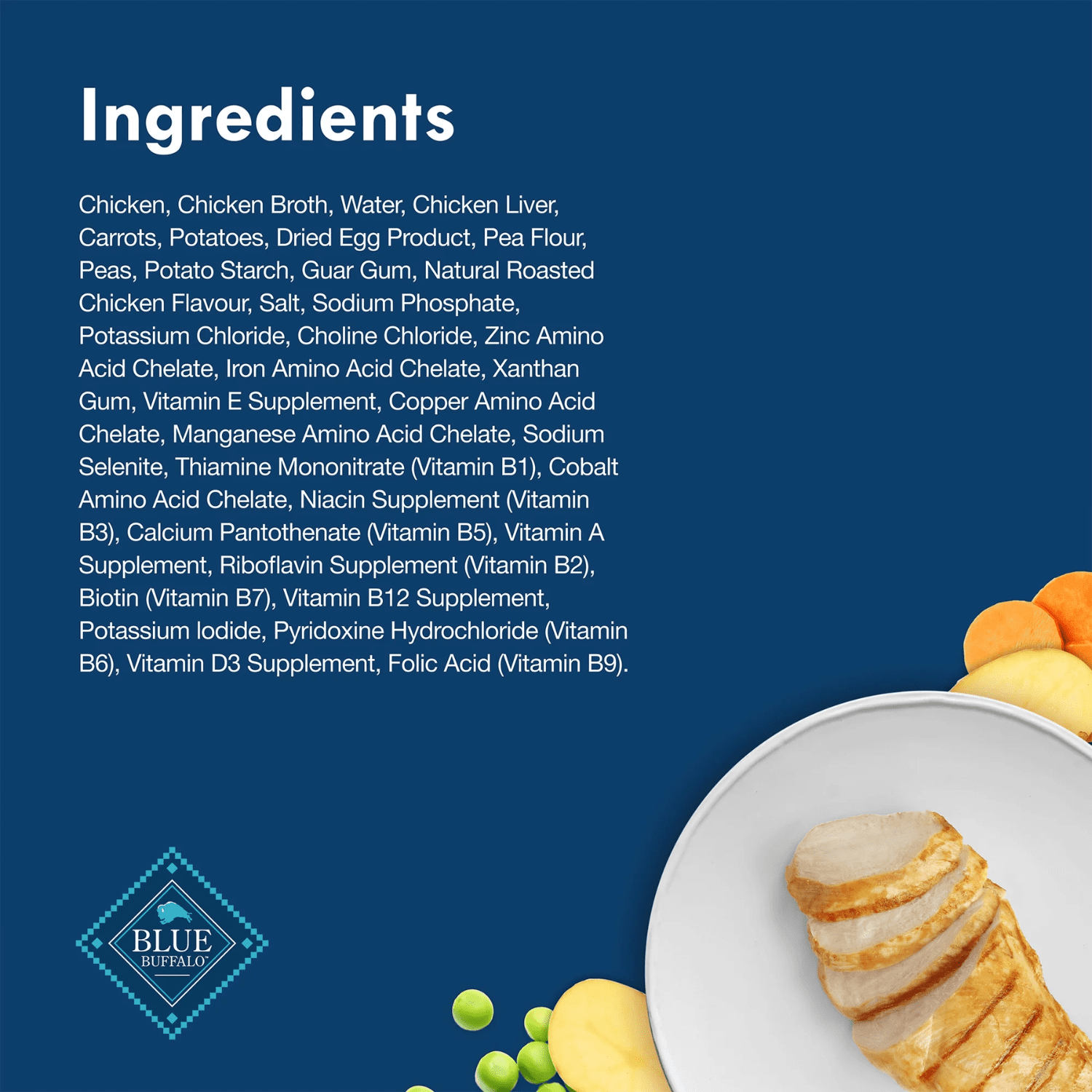 Blue Buffalo Delights Petites races Saveur de poulet rôti dans une sauce consistante Nourriture humide pour chiens adultes, sans grains, 99 g (3,5 oz) Coupe