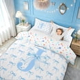 thumbnail image 3 of meiyoeat Cartoon Bow Letter J Twin Duvet Cover for Kids, Cute Princess Style Twin Bedding, Blue, Colorful Star Reversible, 2pcs, 1 Duvet Cover and 1 Pillowcase, 3 of 6