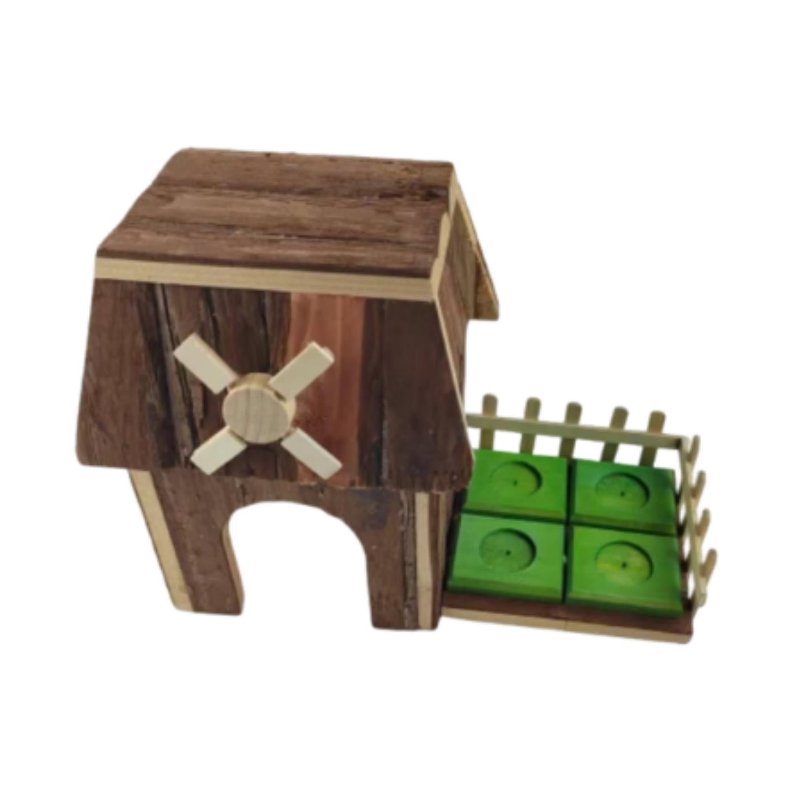 Serenable Hamster Wood House Hideout Small Animals Sleeping Hut for Gerbils Small Pets