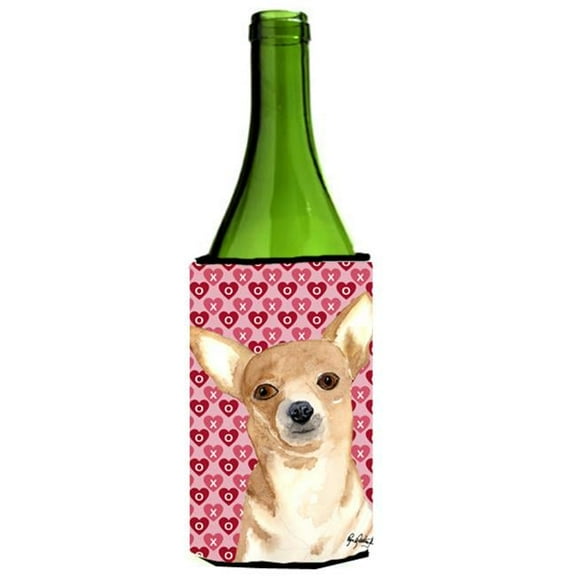 Chihuahua Love and Hearts Wine bottle sleeve Hugger 24 oz.