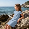 thumbnail image 5 of Grblisyd Dresses for Girls Kids Casual Crewneck Loose Short Sleeve Dress Solid Color Midi Dress 10-12 Years, 5 of 6