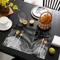 thumbnail image 3 of Black Marble Placemats Set of 6, Vintage Abstract Grey Fluid Aesthetic Placemats for Dining Table, Place Mats for Kitchen Tabletop, Waterproof Wipeable Dining Table Mats Set, 3 of 9