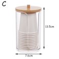 thumbnail image 1 of Caja de almacenamiento acrílica, tarro de baño, organizador de maquillaje, soporte redondo para almohadilla de algodón, caja para bastoncillos, dispensador de soporte Qtip con tapa de bambú,C, 1 of 7