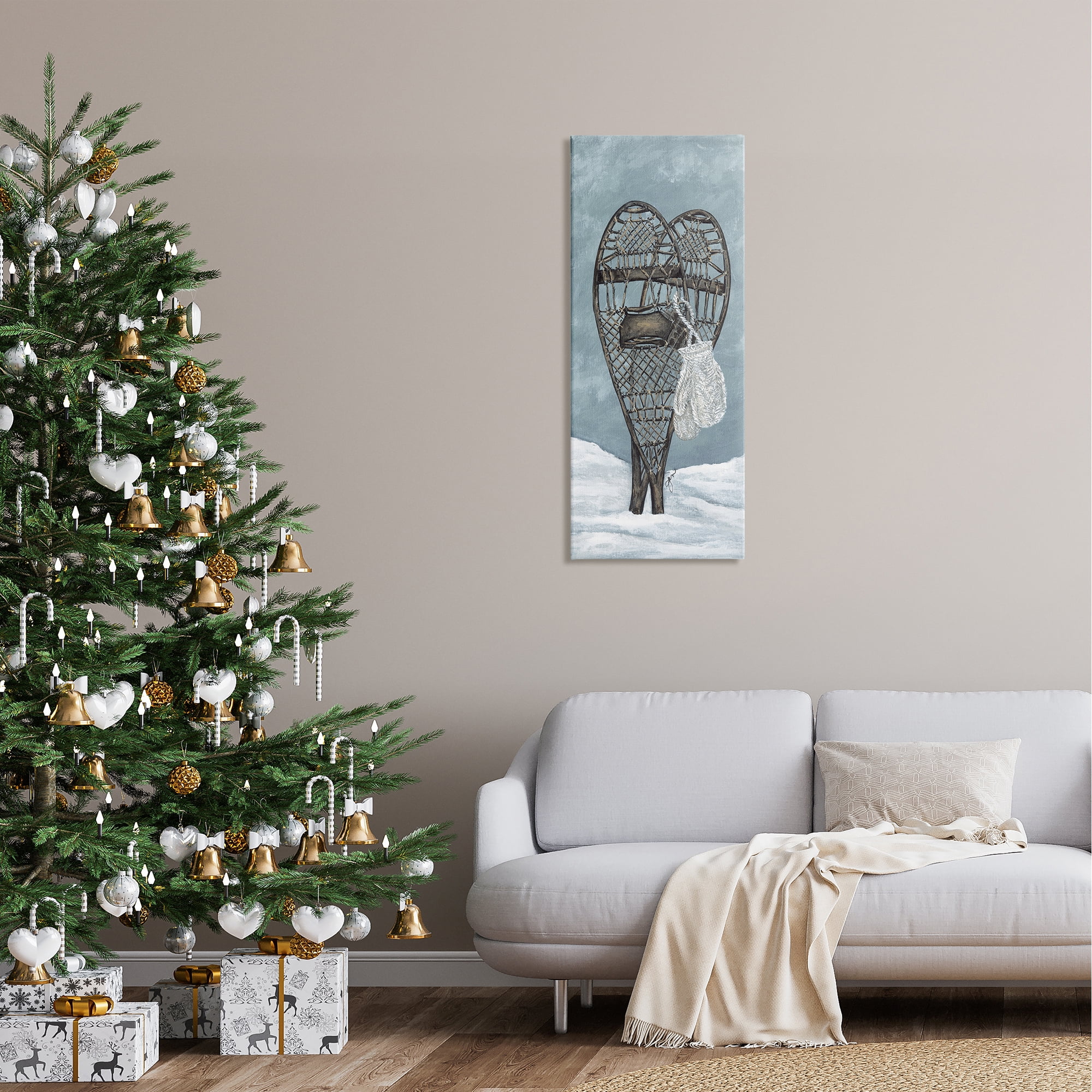 Stupell Industries Snowshoes & Winter Gloves Holiday Painting Gallery Wrapped Canvas Print Wall Art, 17 x 40