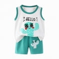 thumbnail image 4 of mgoYE Toddler Boy Clothes 4t 3M-6T Cute Dinosaur Animal Tank Tops+Shorts Outfits Lightweight Summer Playwear Beach Outfits Elastic Cotton Short Sets|Light Green 3-4 Years, 4 of 4