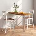 thumbnail image 4 of Costway Wooden Bar Stool Set of 4 Bar Chairs with LVL Rubber Wood Frame, Backrest, Footrest White, 4 of 10