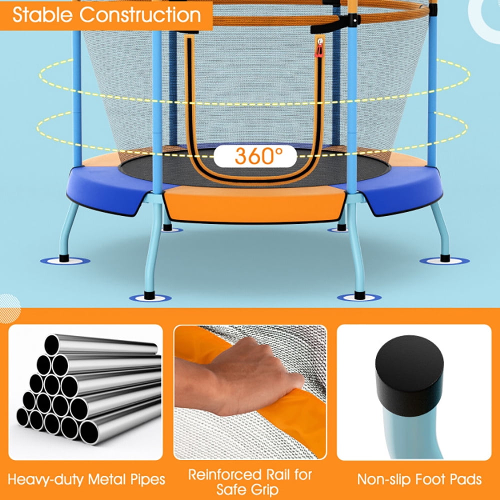 Aimee Lii 48" Toddler Trampoline with Safety Enclosure Net, Large Trampoline for Backyards, Outdoor Kids Trampoline-Orange