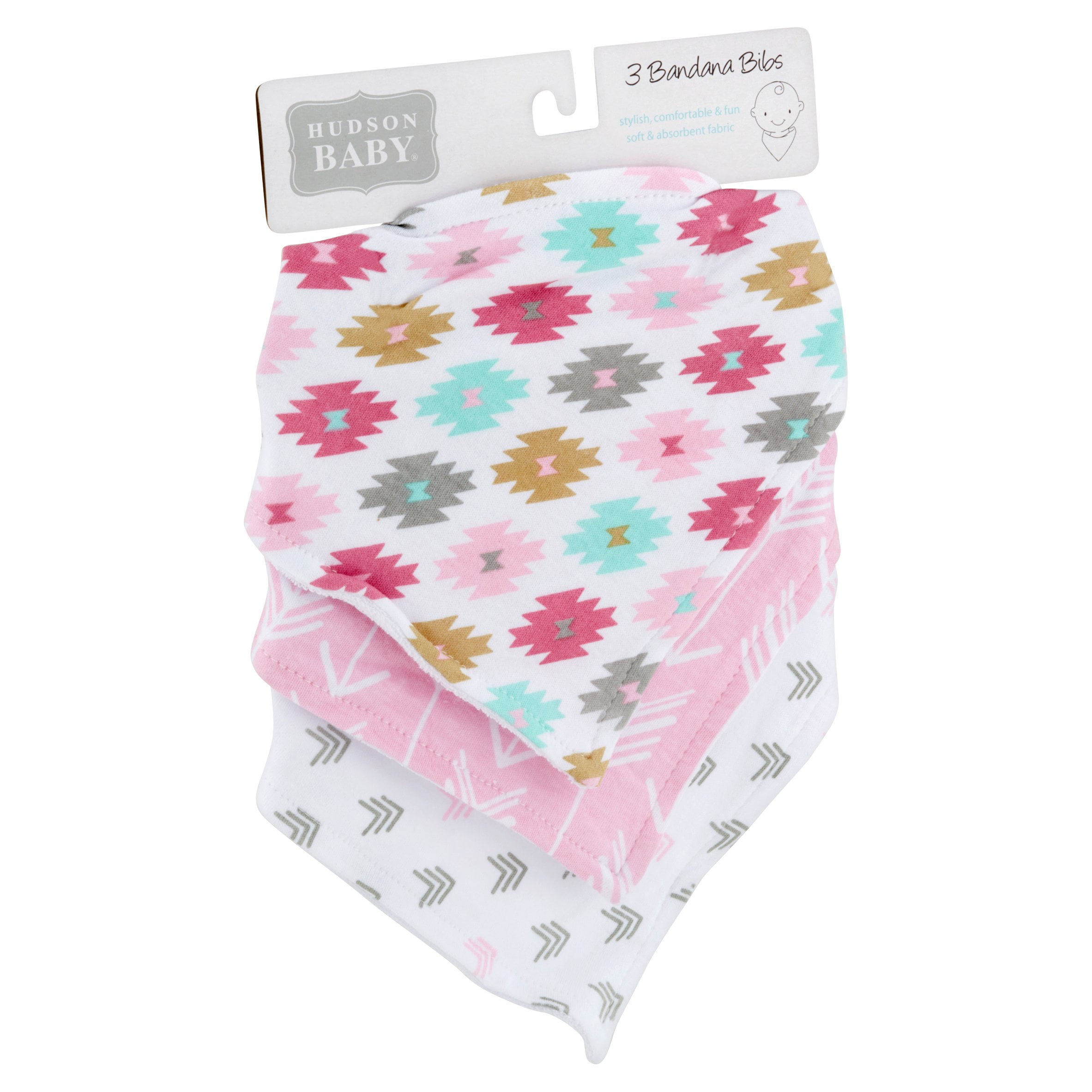 Hudson Baby Boy and Girl Bandana Bib, 3 