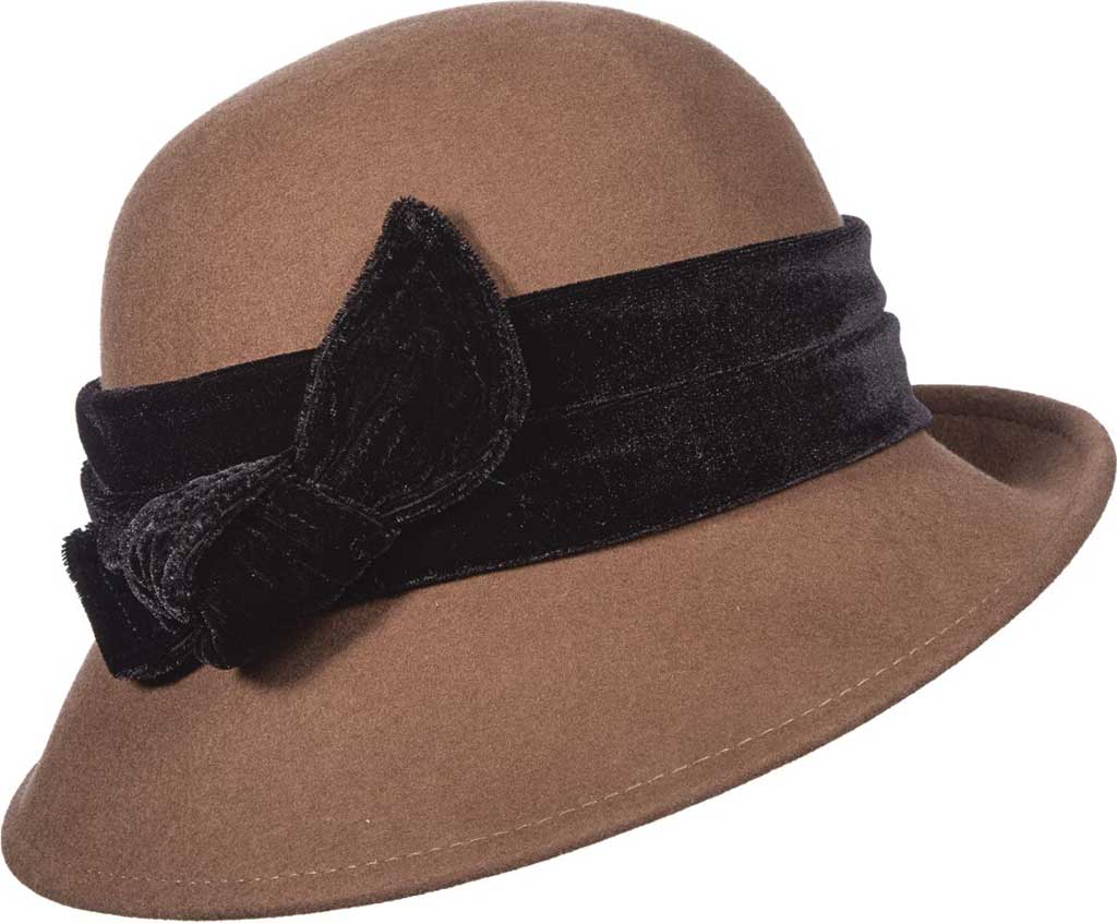 Cloche Bucket Hat with Velvet Bow Pecan 
