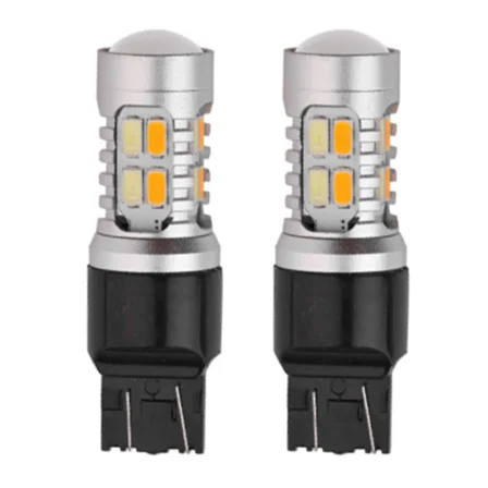 2PCS T20 7443 W21/5W 5630 Bulbs Dual Color LED Bulb Canbus Car Turn Signal Lamp