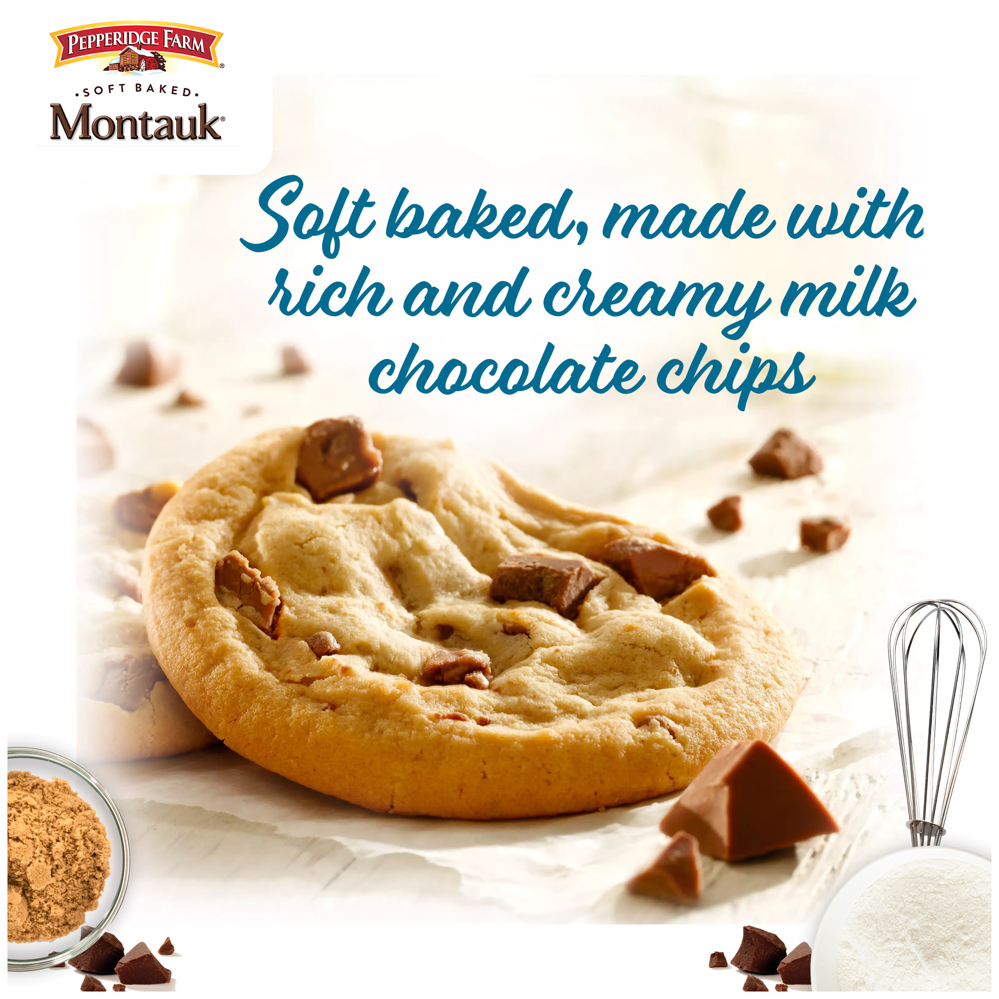Pepperidge Farm Montauk Soft Baked Milk Chocolate Chunk Cookies, 8.6 oz Bag (8 Cookies) - image 2 of 9