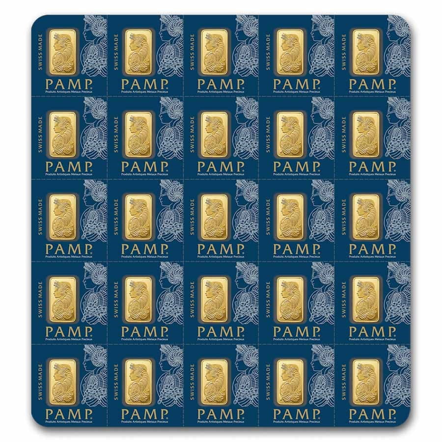 Pamp Suisse 25x1 Gram Gold Lady Fortuna Bar (Multigram Card)