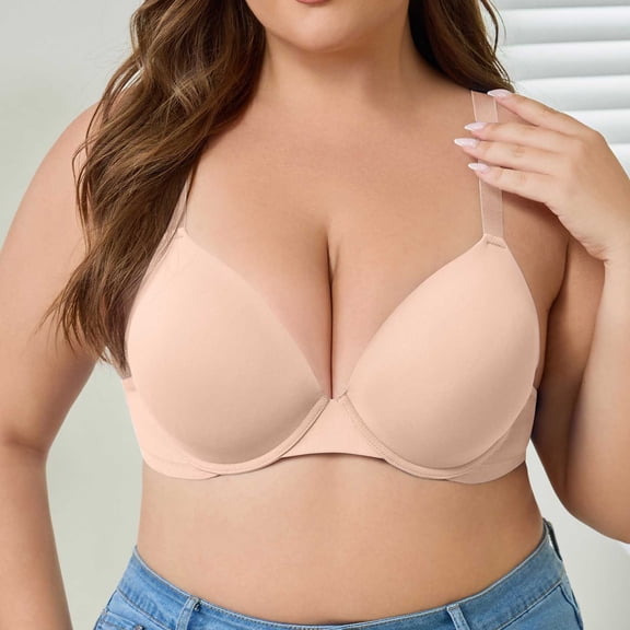 Busydd Womens Bras with Underwire High Support Lift Push up Bra Oversized Solid Color Everyday T Shirt Bra XL
