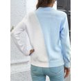 thumbnail image 3 of Women Sweater O Neck Splicing Color Casual Pullovers, 3 of 8