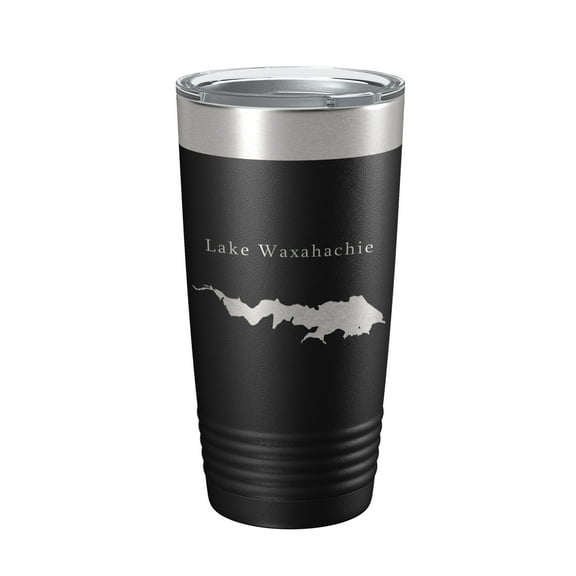 Lake Waxahachie Map Tumbler Travel Mug Insulated Laser Engraved Coffee Cup Texas 20 oz Black