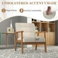 thumbnail image 4 of Accent Chair Set of 2, Mid-Century Modern Living Room Chairs with Solid Wood Frame & Soft Thicken Cushion, Upholstered Arm Reading Chair for Bedroom, Balcony, Beige Linen Fabric & Natural Legs, 4 of 9