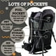 thumbnail image 4 of Mochila portabebés para senderismo: cómodo sistema de portabebés para niños pequeños/bebés con almohadilla para cambiar pañales, bolsillo aislado + capota para lluvia y sol para proteger a su hijo, 4 of 5