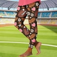 thumbnail image 2 of DeHolifer Game Day Football Capri Leggings for Women's Football Season Yoga Pants Sunday Tummy Control Graphic Workout Leggings Brown L, 2 of 5