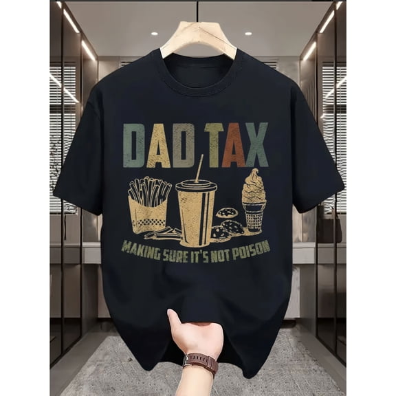 Men's Vintage Funny Dad Tax Graphic Father's Day Humor Cotton T-Shirt