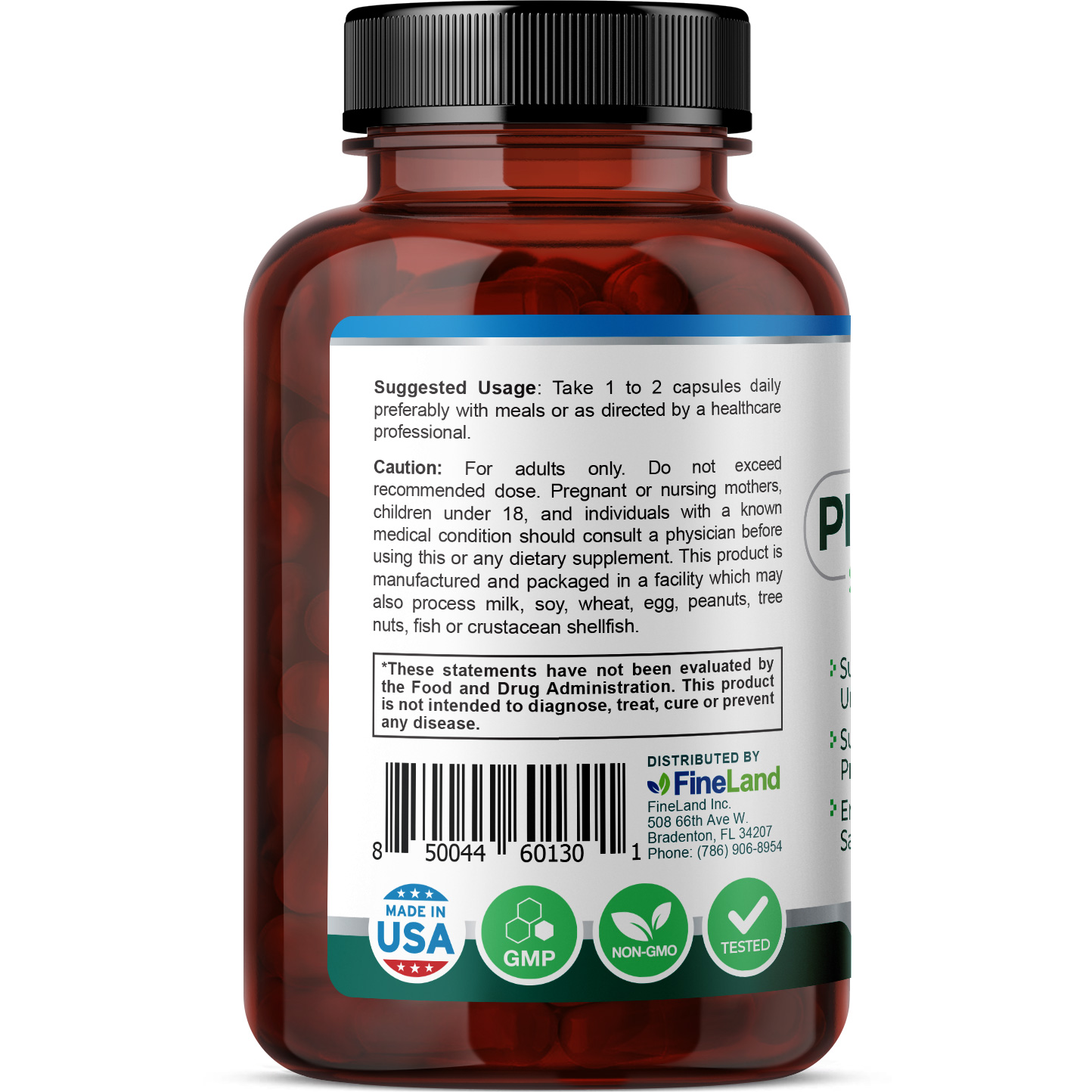 Fineland Vitamins PROSTA-TEEN Prostate Health Support Urinary Tract Support Saw Palmetto 60 Capsules