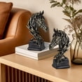 thumbnail image 2 of Mecorevxz 5" Animal Horses Head Bust Table Sculpture Retro Resin Home Decor Statue for Bedroom,Living Room,Dining Desk,Office,Study and Coffee Tables(Black), 2 of 7