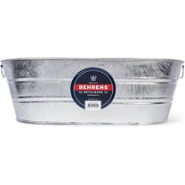 16 Gallon Round Galvanized Weatherproof Steel Tub with Wire Handle and Offset Bottom for Indoor Home and Outdoor Garden Use, Silver